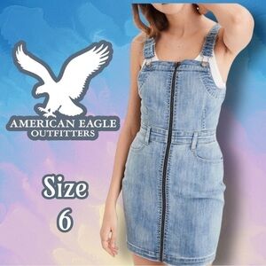 AMERICAN Eagle Zip Front Denim Overall Dress Size 6